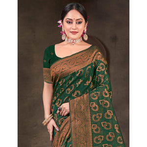 green-woven-printed-cotton-silk-saree