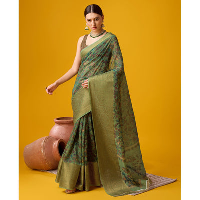 green-digital-printed-cotton-silk-saree-with-border-1