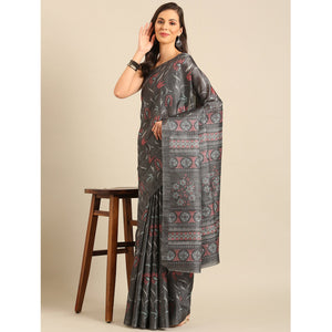 grey-floral-digital-printed-cotton-blend-saree
