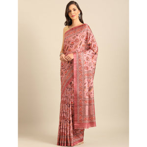 Light Pink Floral Digital Printed Cotton Blend Saree