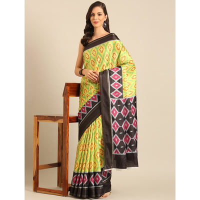 green-digital-patola-printed-cotton-blend-saree