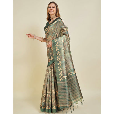 green-digital-printed-bhagalpuri-silk-saree-with-tassels-2
