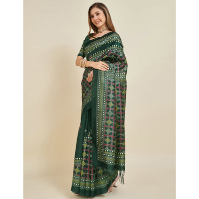green-digital-printed-bhagalpuri-silk-saree-with-tassels-1