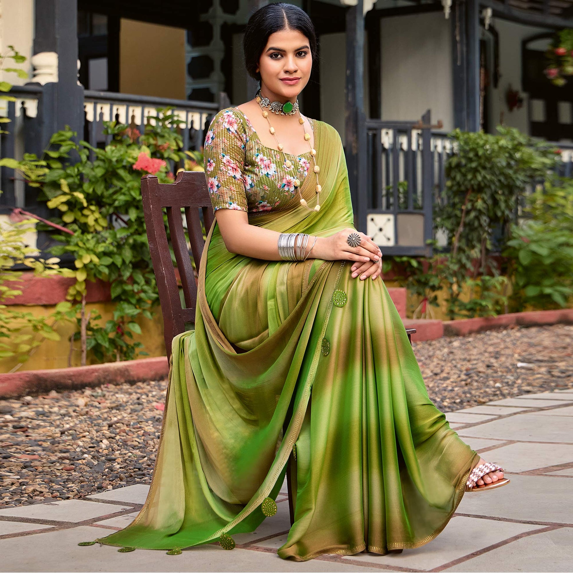 green-ombre-print-chiffon-sarees