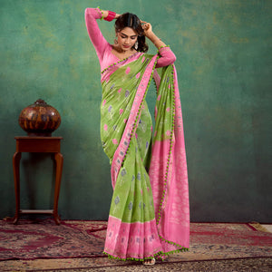green-ikkat-printed-mul-mul-cotton-saree