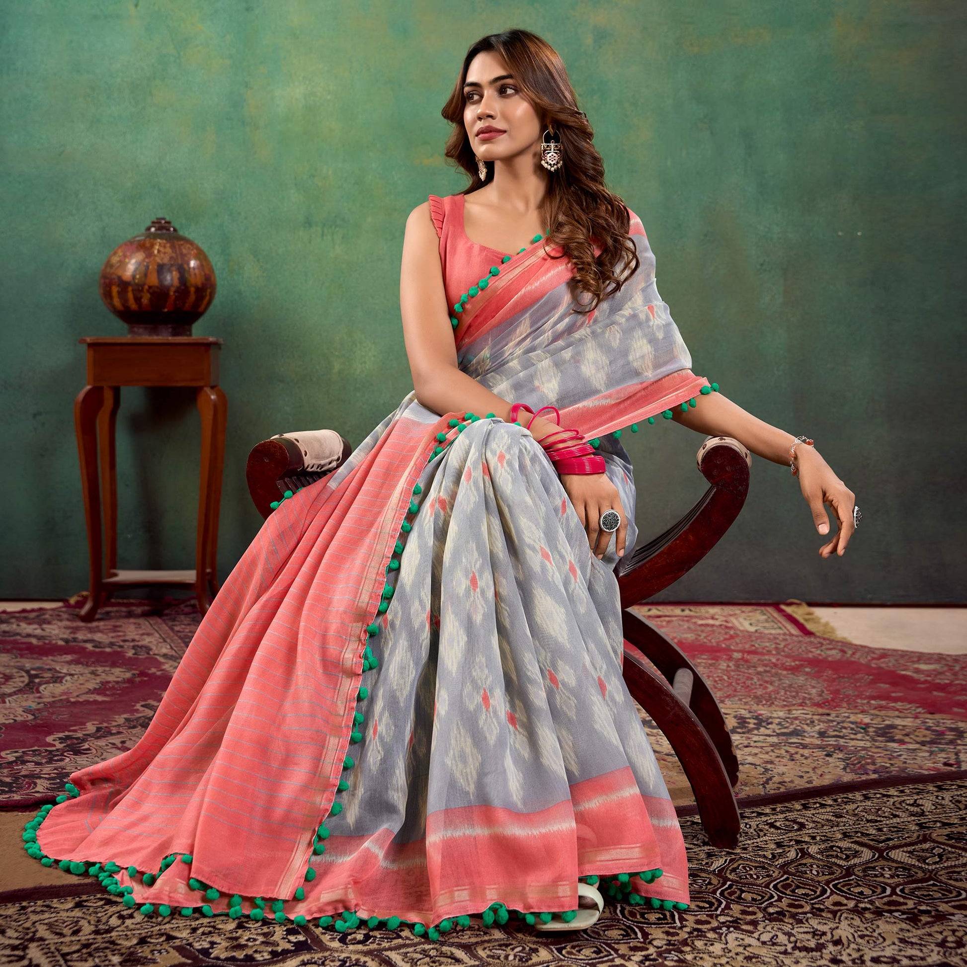 grey-ikkat-printed-mul-mul-cotton-saree