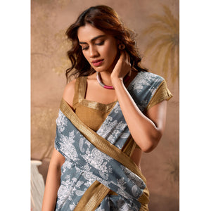 grey-floral-printed-pure-cotton-saree-1