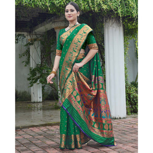green-woven-paithani-art-silk-saree-6