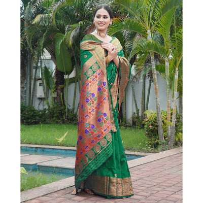 green-woven-paithani-art-silk-saree-3