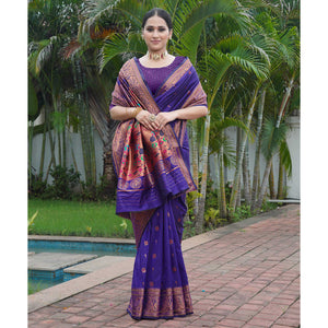Blue Woven Paithani Art Silk Saree