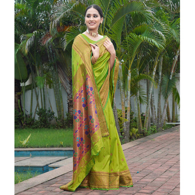 green-woven-paithani-art-silk-saree-2