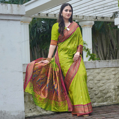 green-woven-paithani-art-silk-saree-5