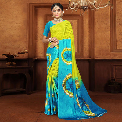 green-turquoise-printed-crepe-silk-saree