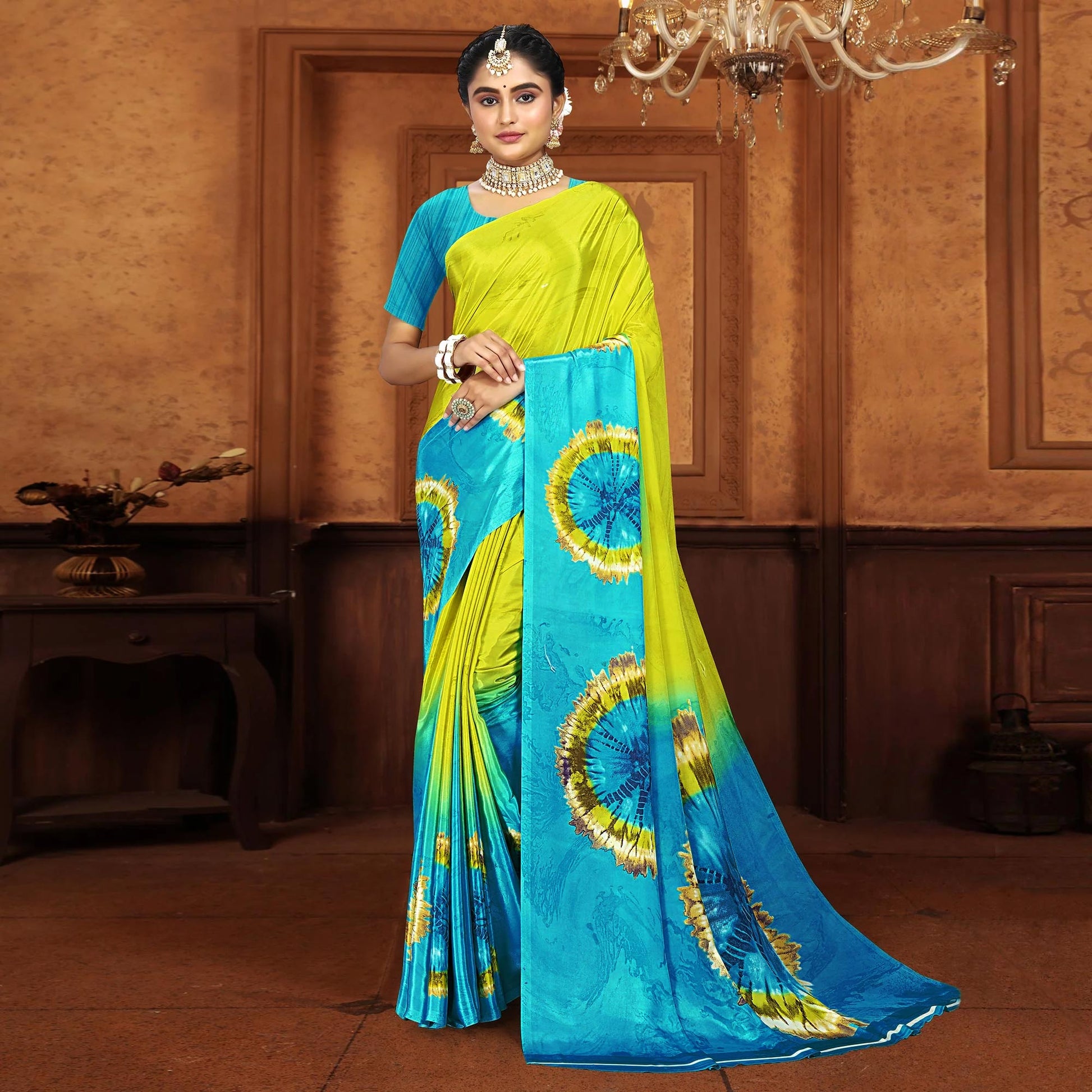 green-turquoise-printed-crepe-silk-saree