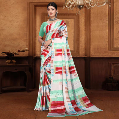 Multicolor Digital Printed Georgette Saree