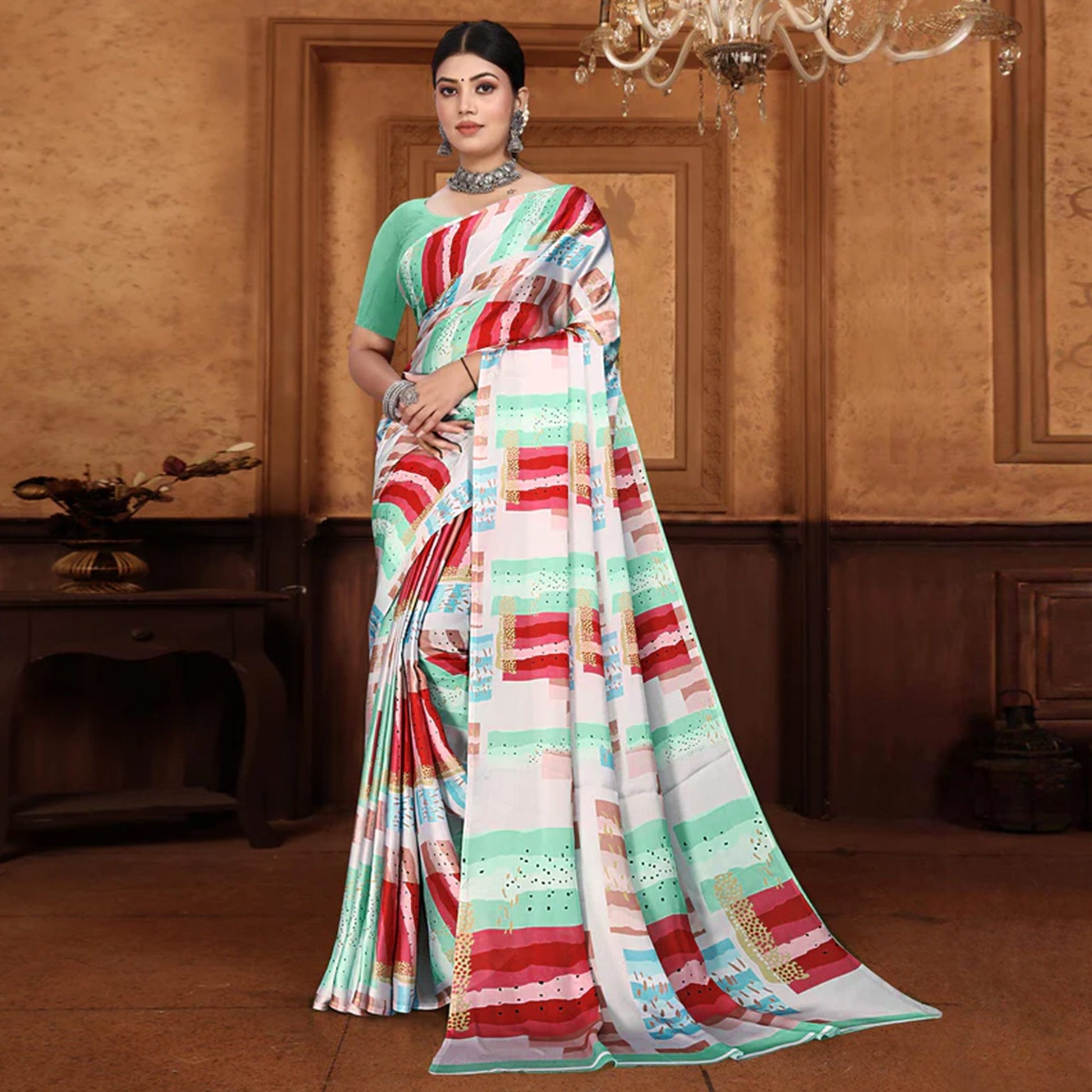 Multicolor Digital Printed Georgette Saree