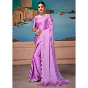 Mauve Swarovski Work Satin Saree