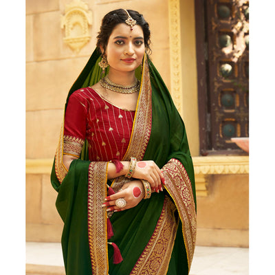 green-solid-with-embroidered-border-vichitra-silk-saree