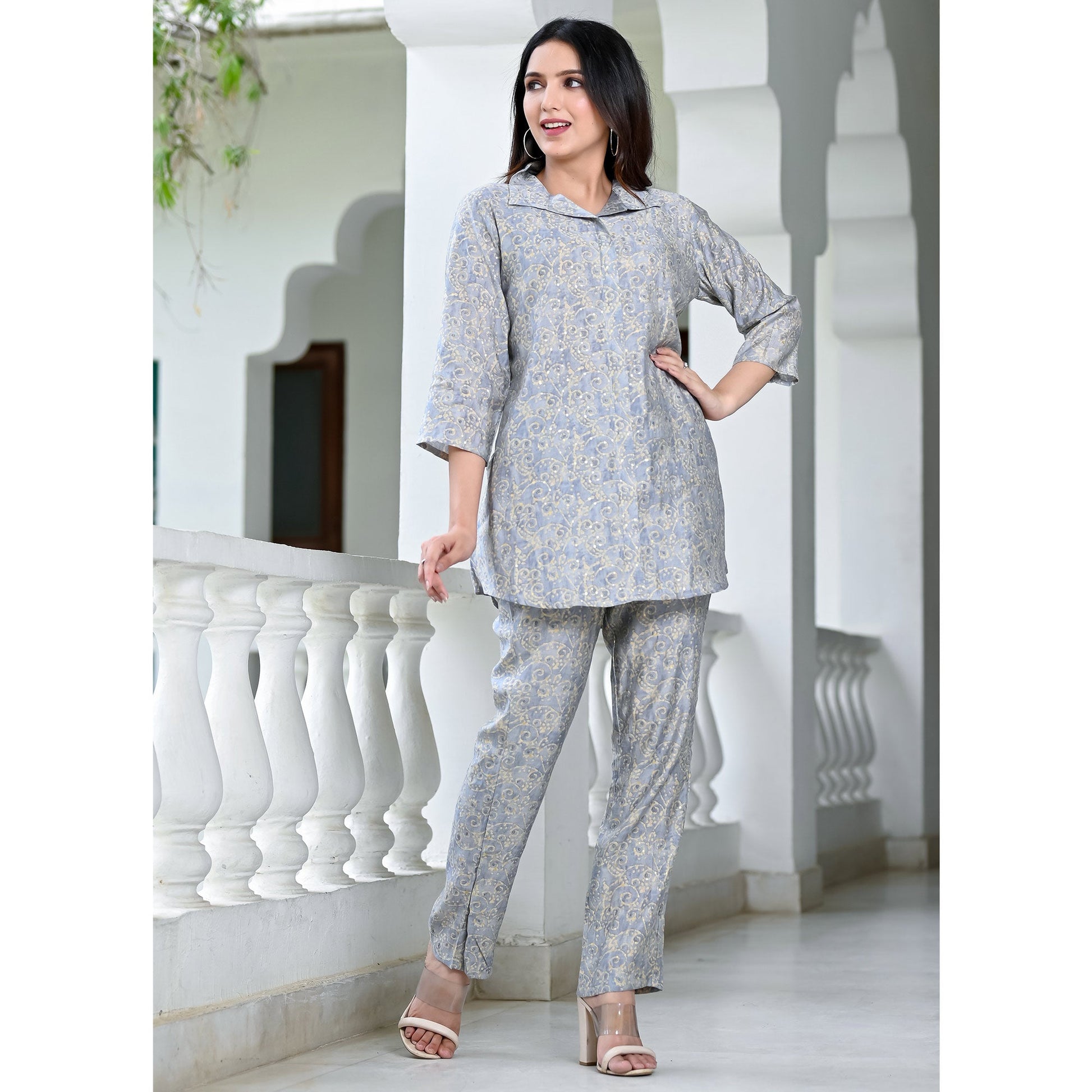 grey-floral-printed-chanderi-co-ord-set