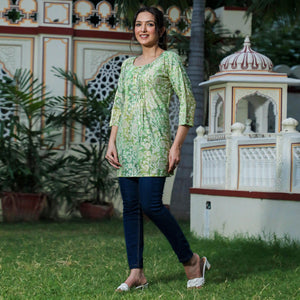 green-floral-foil-printed-modal-top