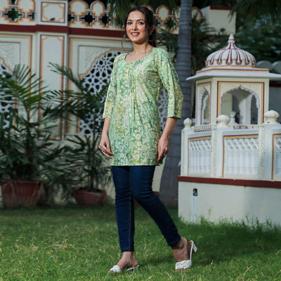 green-floral-foil-printed-modal-top