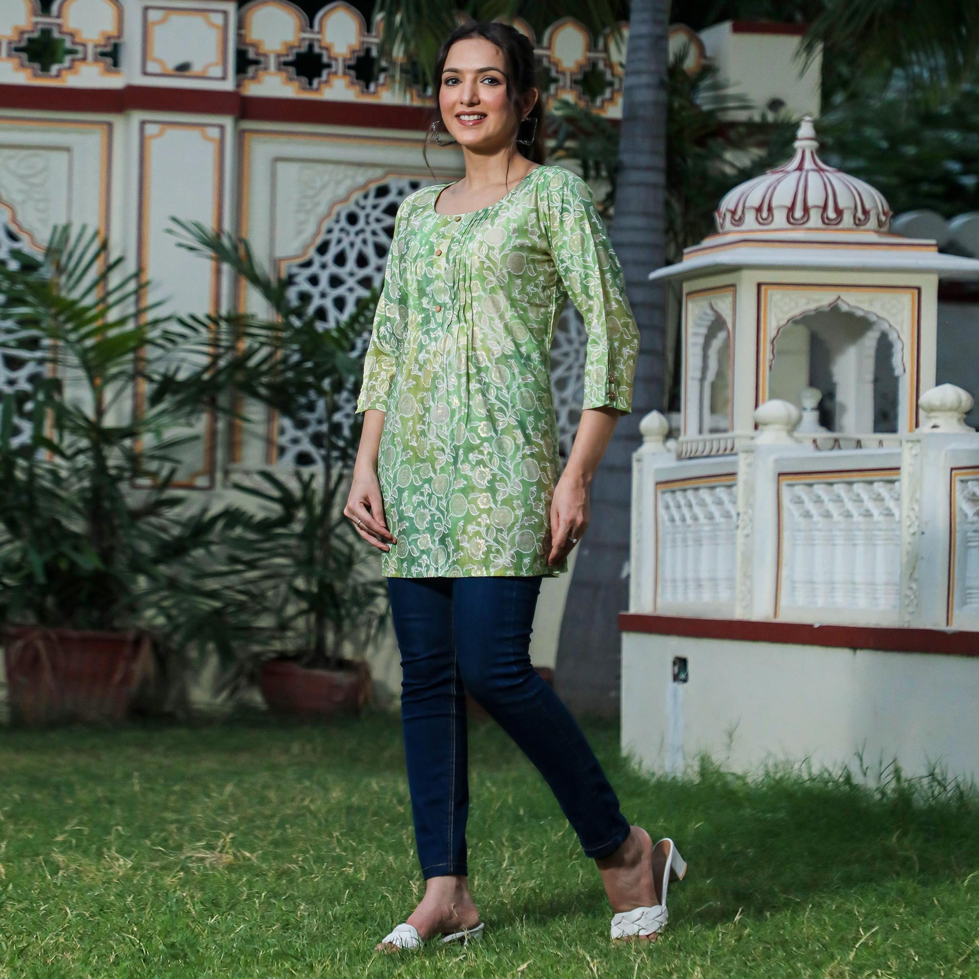 green-floral-foil-printed-modal-top