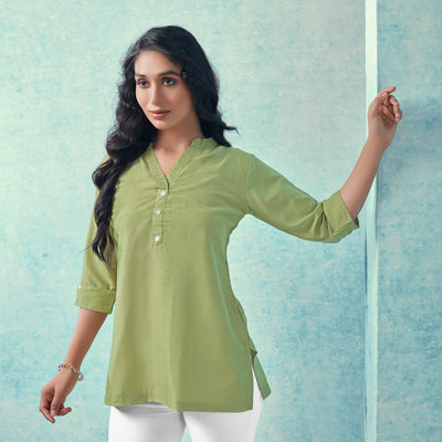 green-solid-cotton-blend-top