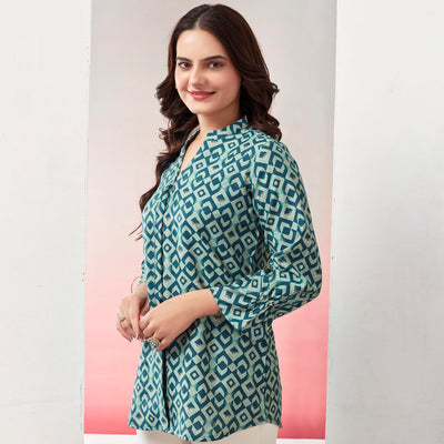 Morpich Printed Chanderi Silk Straight Top