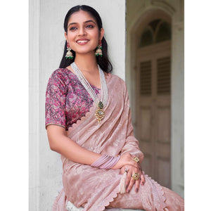 Light Mauve Woven With Swarovski Work Brasso Saree