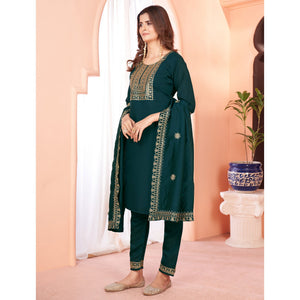 Blue Sequins Embroidered Viscose Salwar Suit