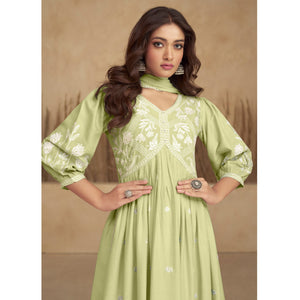 green-lucknowi-embroidered-rayon-alia-cut-suit