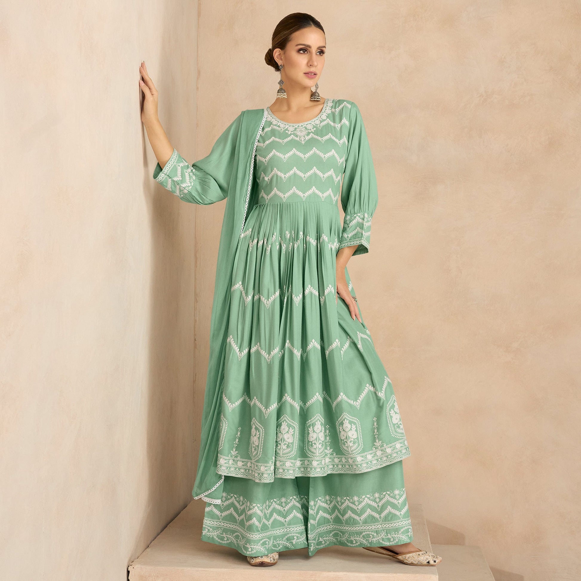 green-floral-embroidered-rayon-palazzo-suit