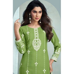 green-lucknowi-embroidered-rayon-kurti-2