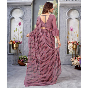 Mauve Printed Georgette Saree