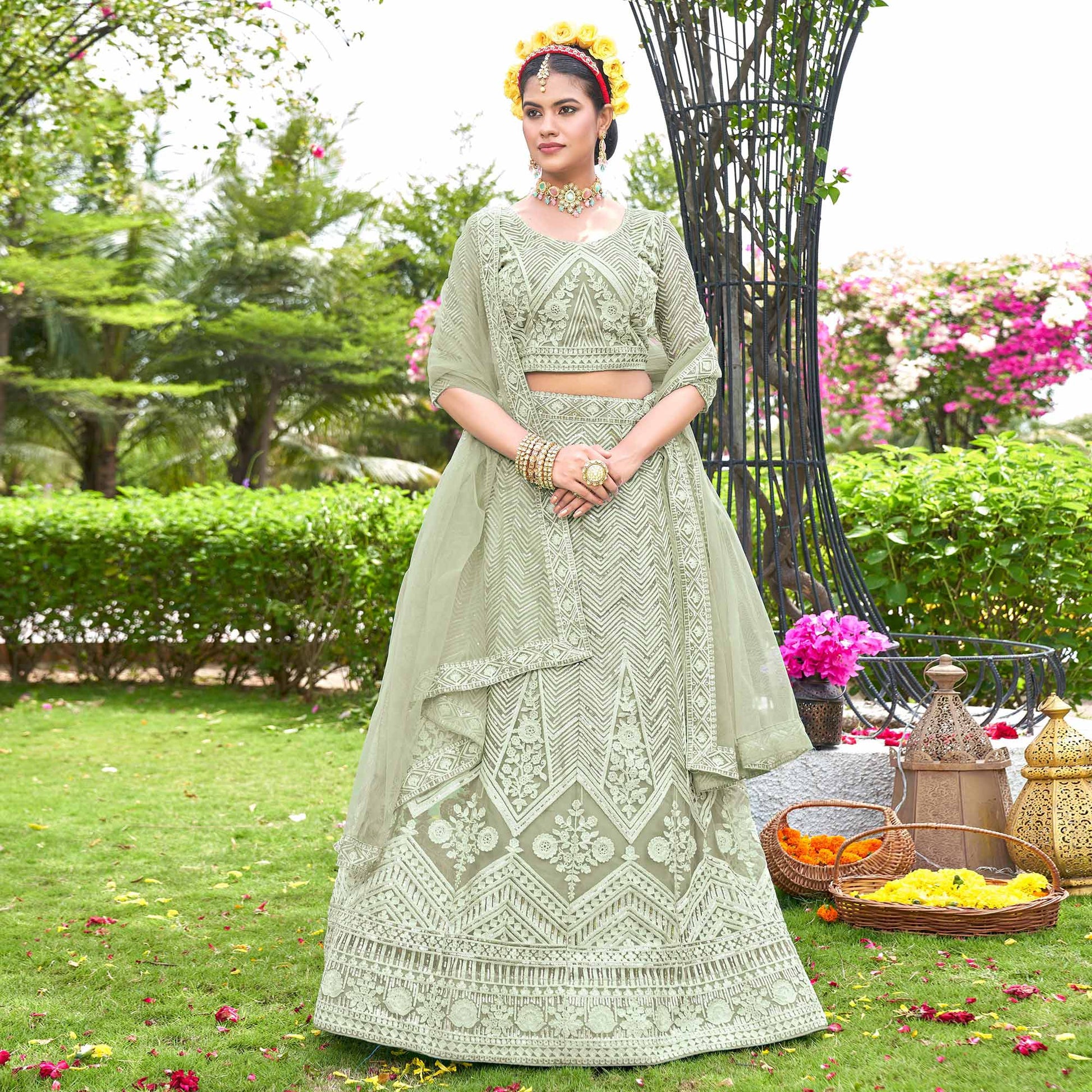 green-sequins-floral-embroidered-net-semi-stitched-lehenga-choli