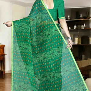 green-bandhani-printed-chiffon-saree-with-lace-border-6