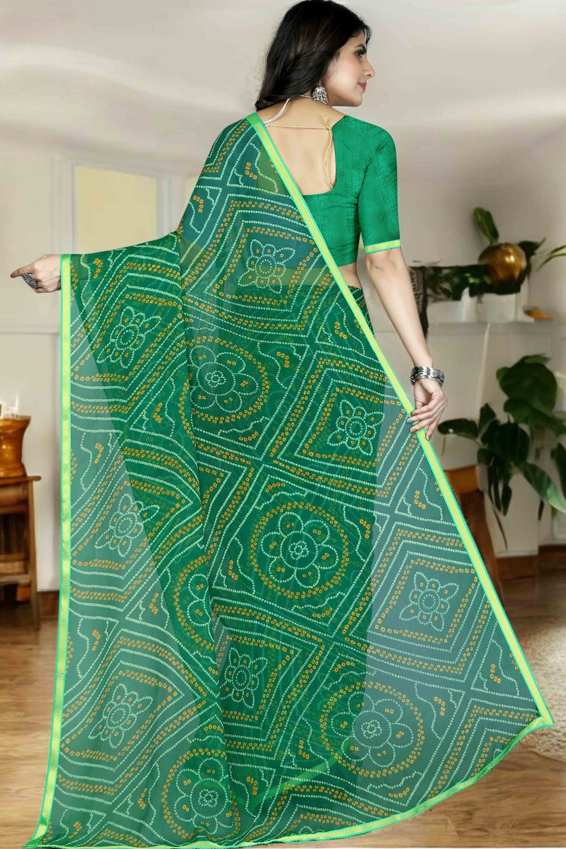 green-bandhani-printed-chiffon-saree-with-lace-border-10