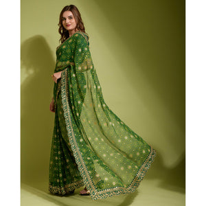 green-bandhani-foil-printed-georgette-saree-with-embroidered-border