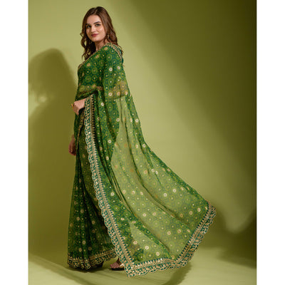 green-bandhani-foil-printed-georgette-saree-with-embroidered-border