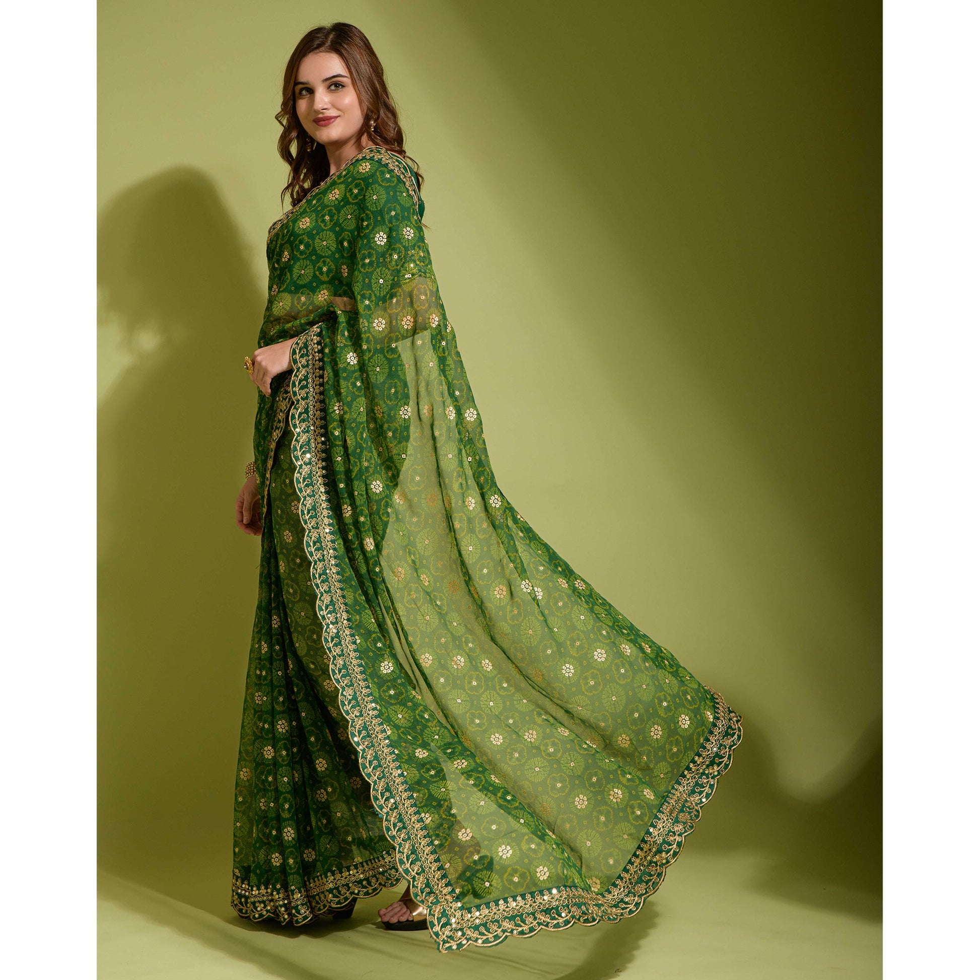 green-bandhani-foil-printed-georgette-saree-with-embroidered-border