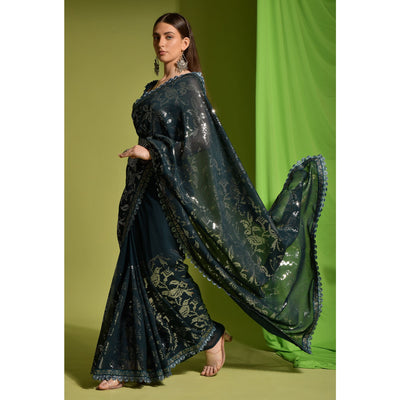 green-sequins-embroidered-georgette-saree-5