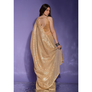 Cream Sequins Embroidered Georgette Saree