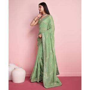 green-floral-sequins-embroidered-organza-saree