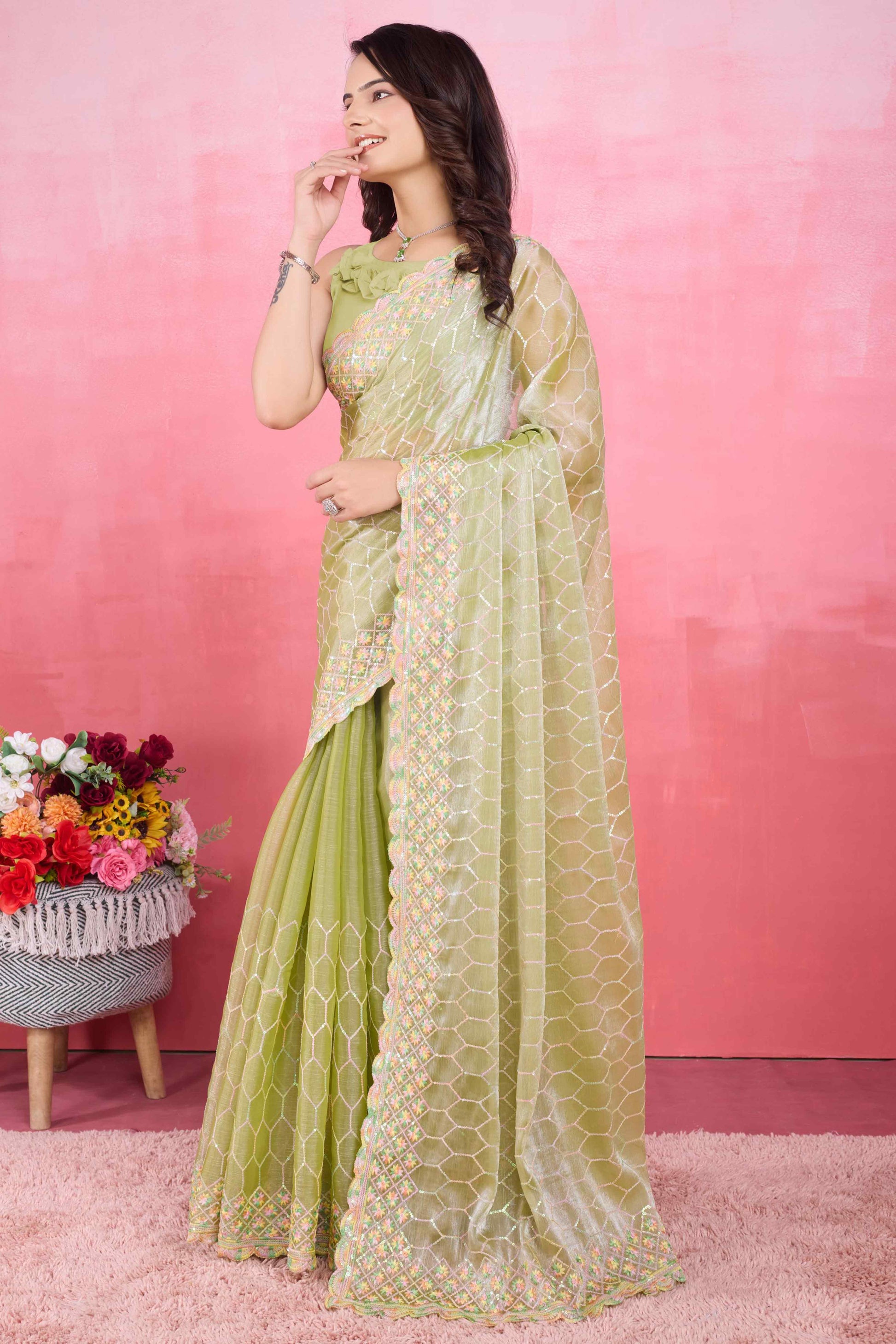 green-floral-sequins-embroidered-mulberry-silk-saree