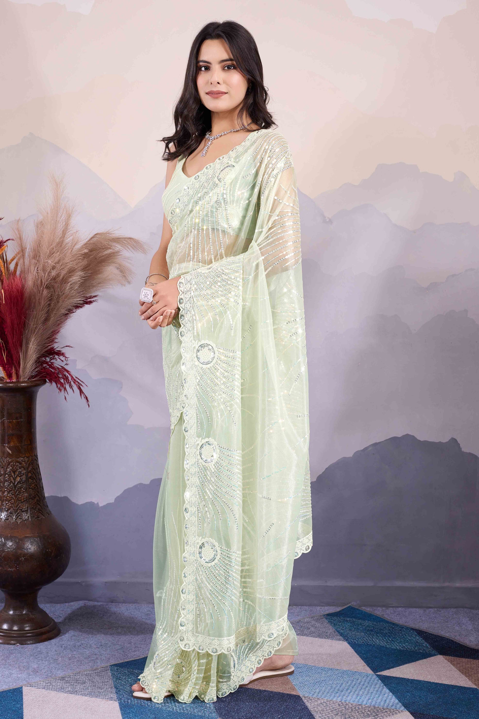 green-sequins-embroidered-twill-net-saree-15