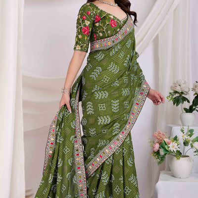green-bandhani-printed-with-embroidered-border-vichitra-silk-saree