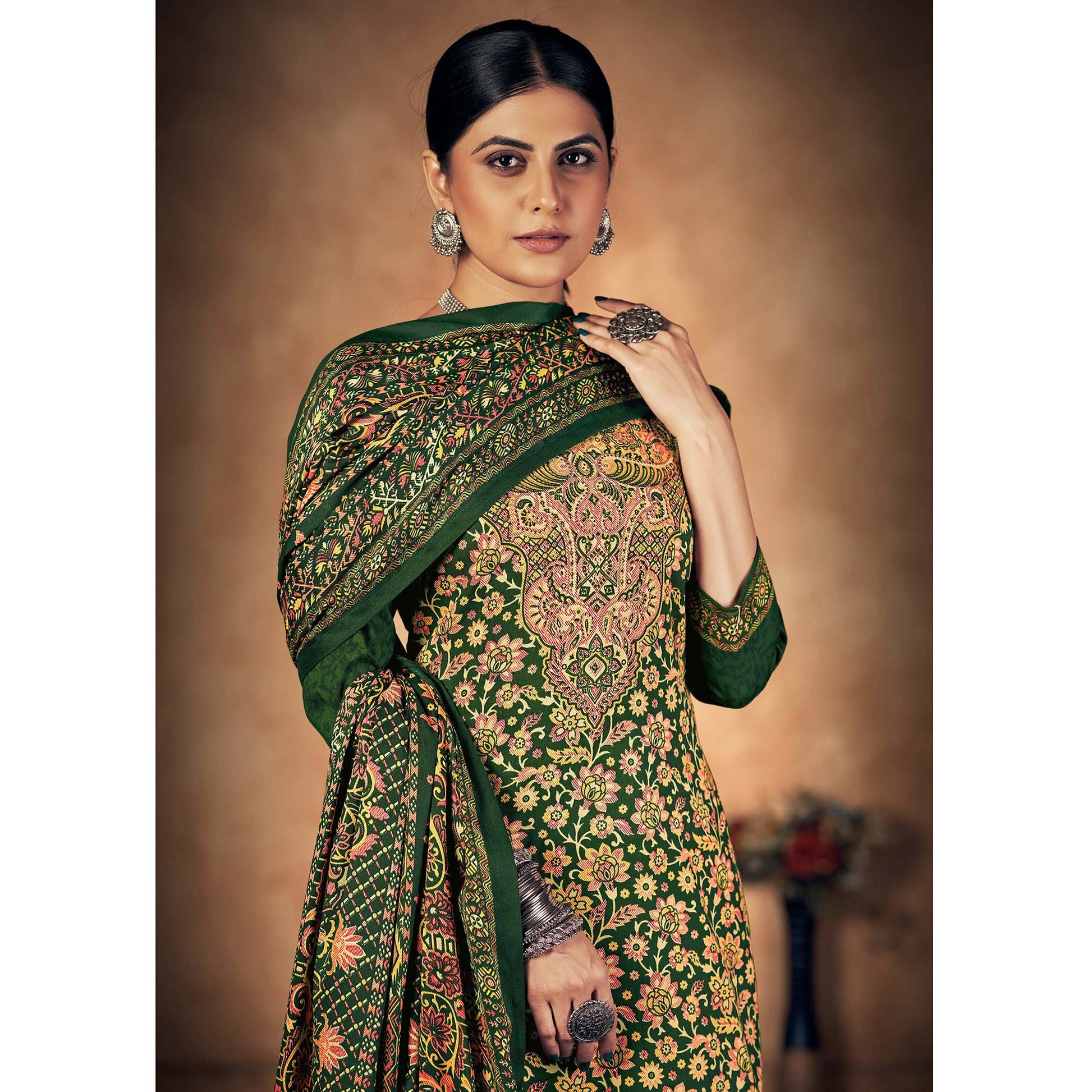 green-floral-printed-pashmina-woolen-suit