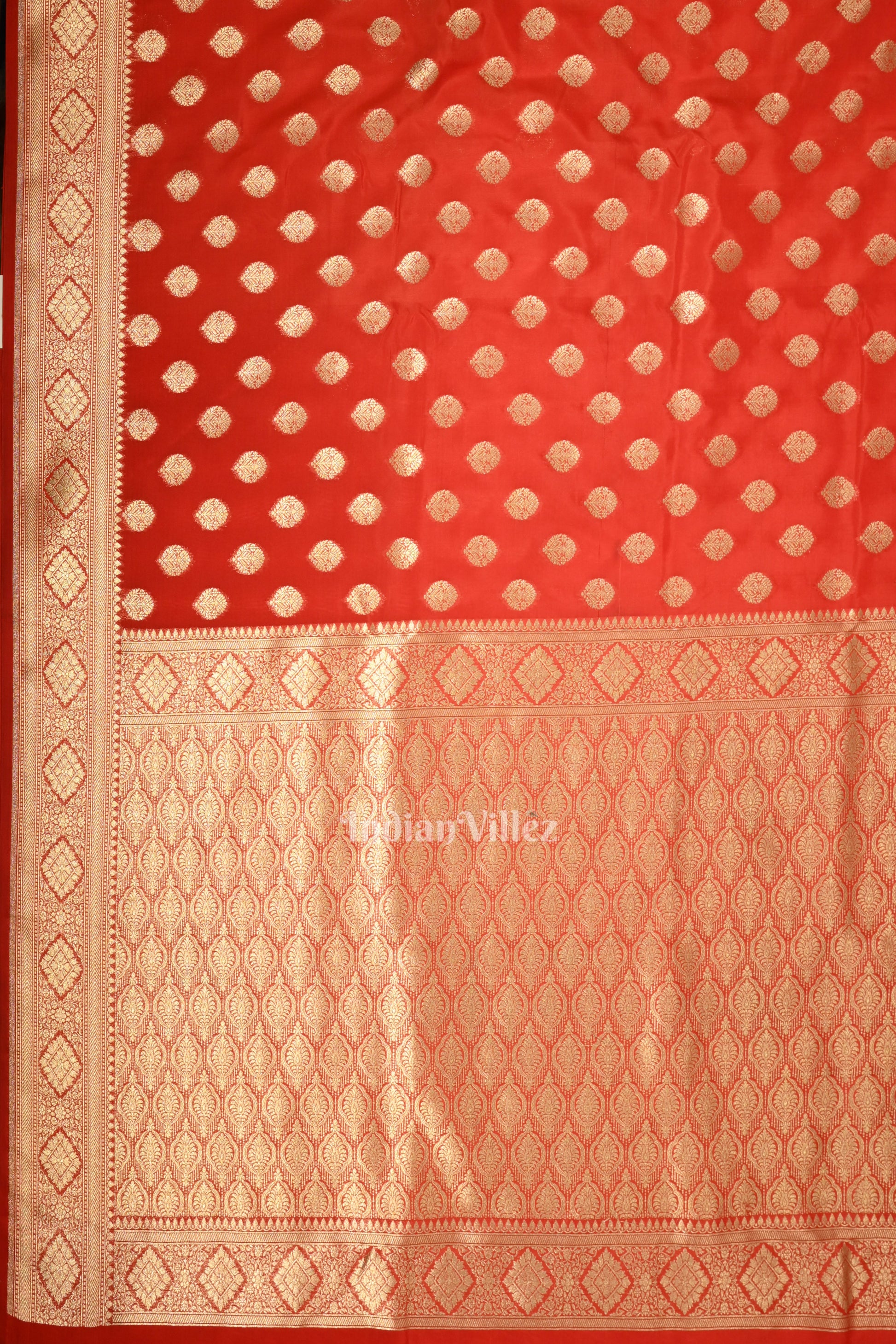 Candy Apple Red Soft Pure Mashru Satin Silk Banarasi Saree