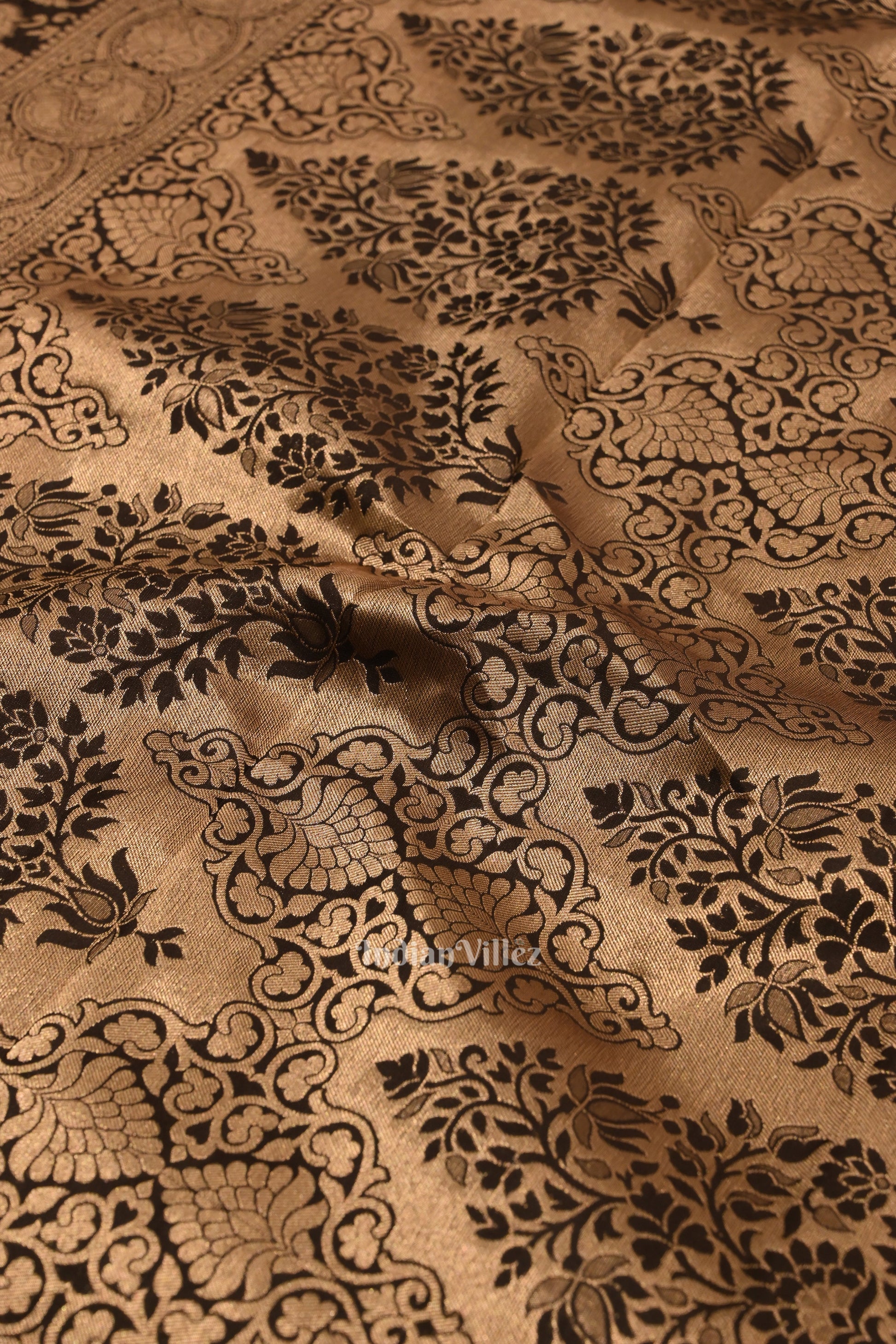 Black Coffee With Golden Work Pure Kanjivaram Silk Saree