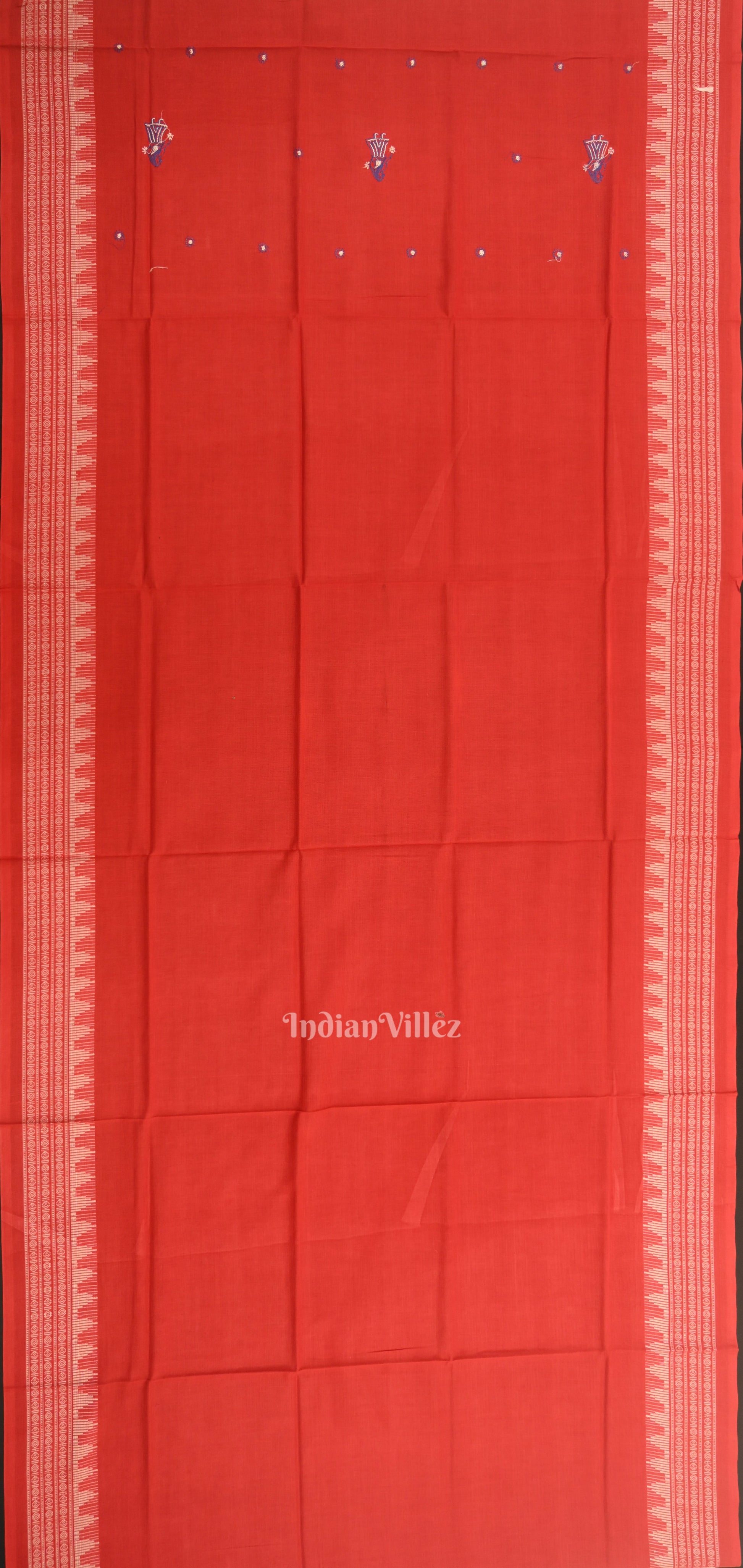 Blue with Red Doll Odisha Ikat  Sambalpuri Dress Material & Dupatta